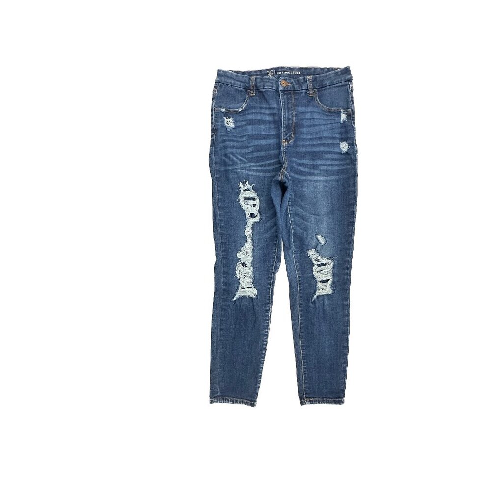 No Boundaries Skinny Distressed Women's‎ size 15 Dark Wash Blue Denim Jeans